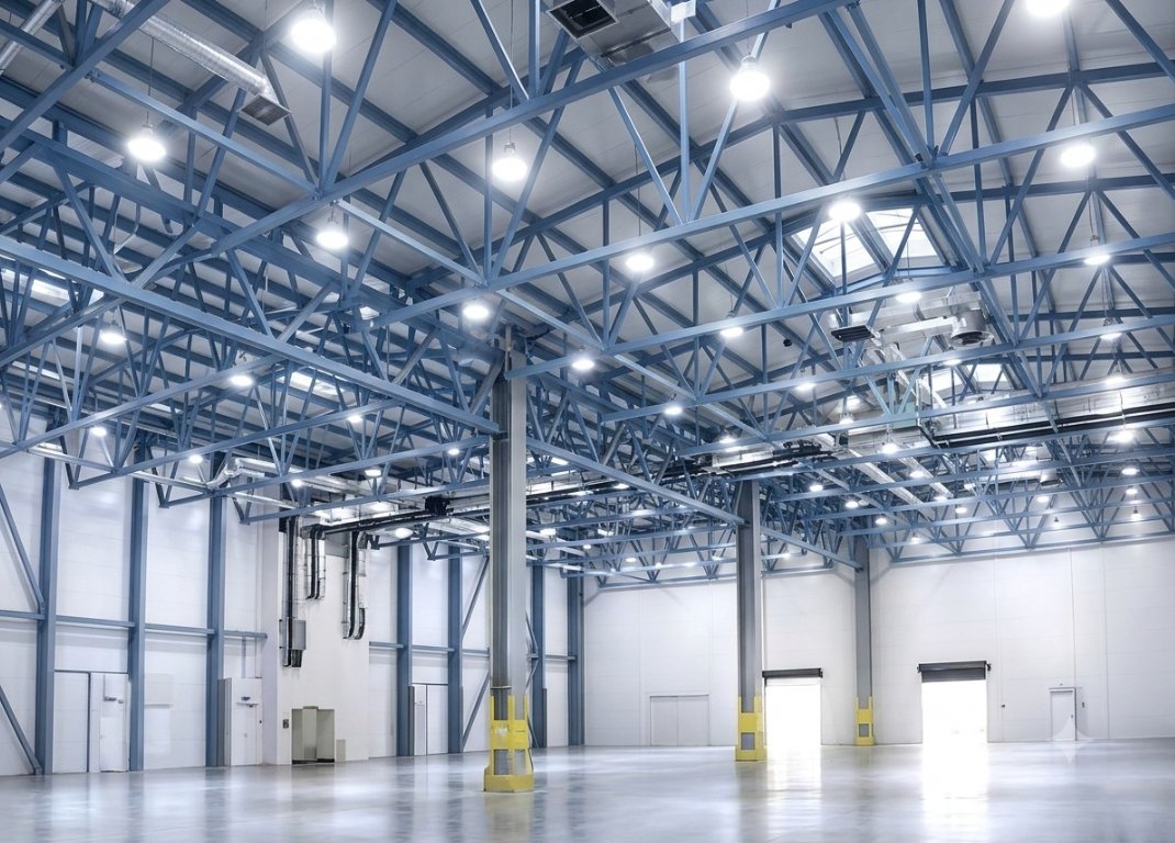 Iluminação industrial instalada pela Eletro Silva em galpão